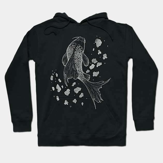 Splash - Chalkboard style, koi fish, animals Hoodie by Inspirational Koi Fish